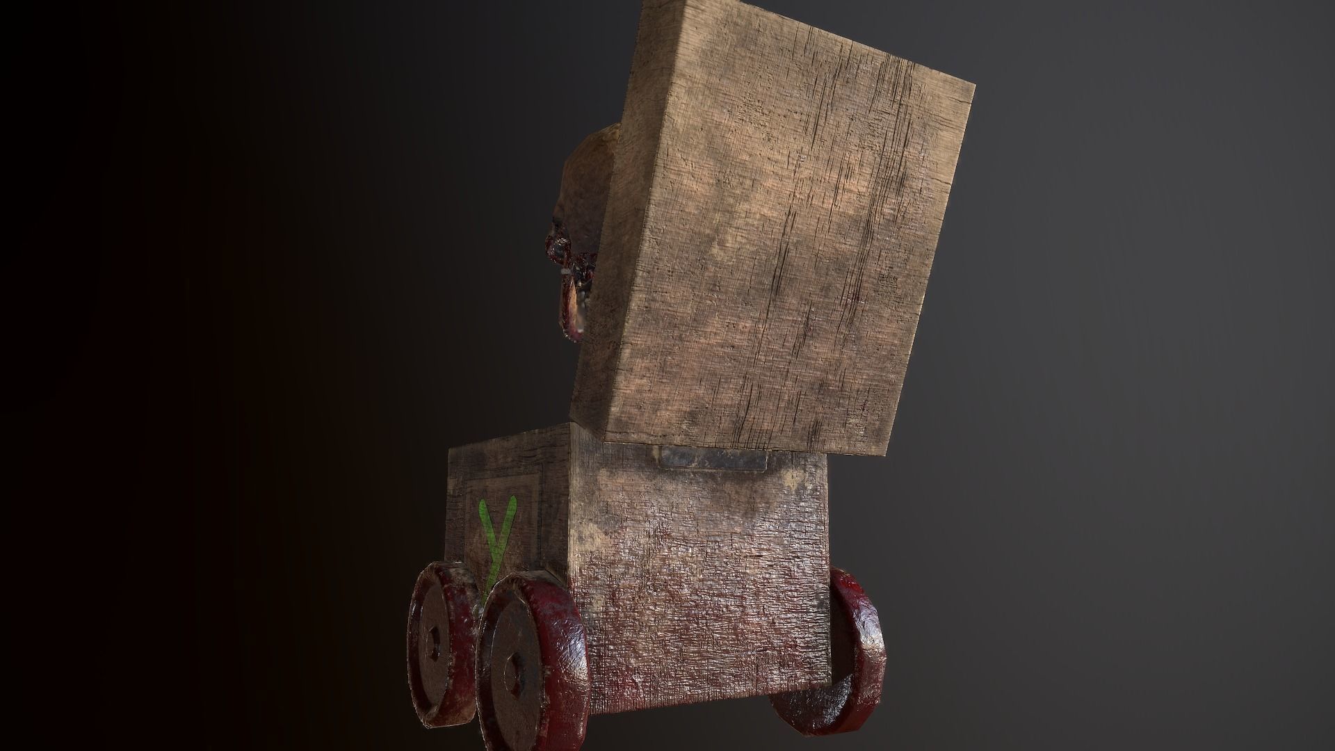 Skull-box horror character Low-poly 3D model_5