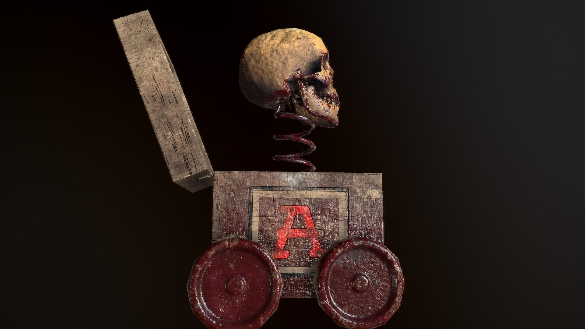 Skull-box horror character Low-poly 3D model_2