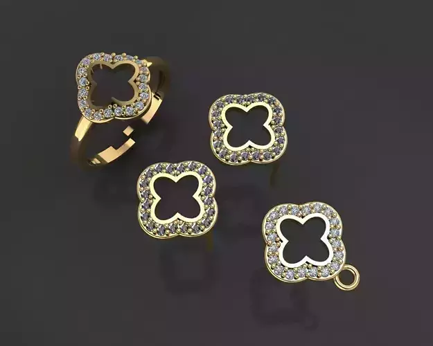 Z81-Diamond set ring gold with diamonds 3D print model