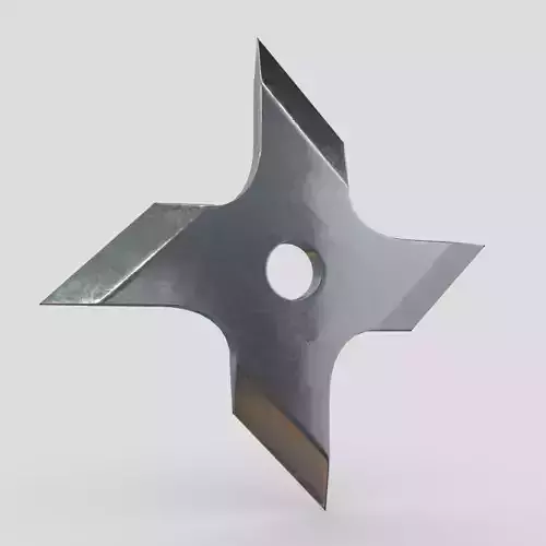 Shuriken 2 metal star with hole in middle Low-poly 3D model