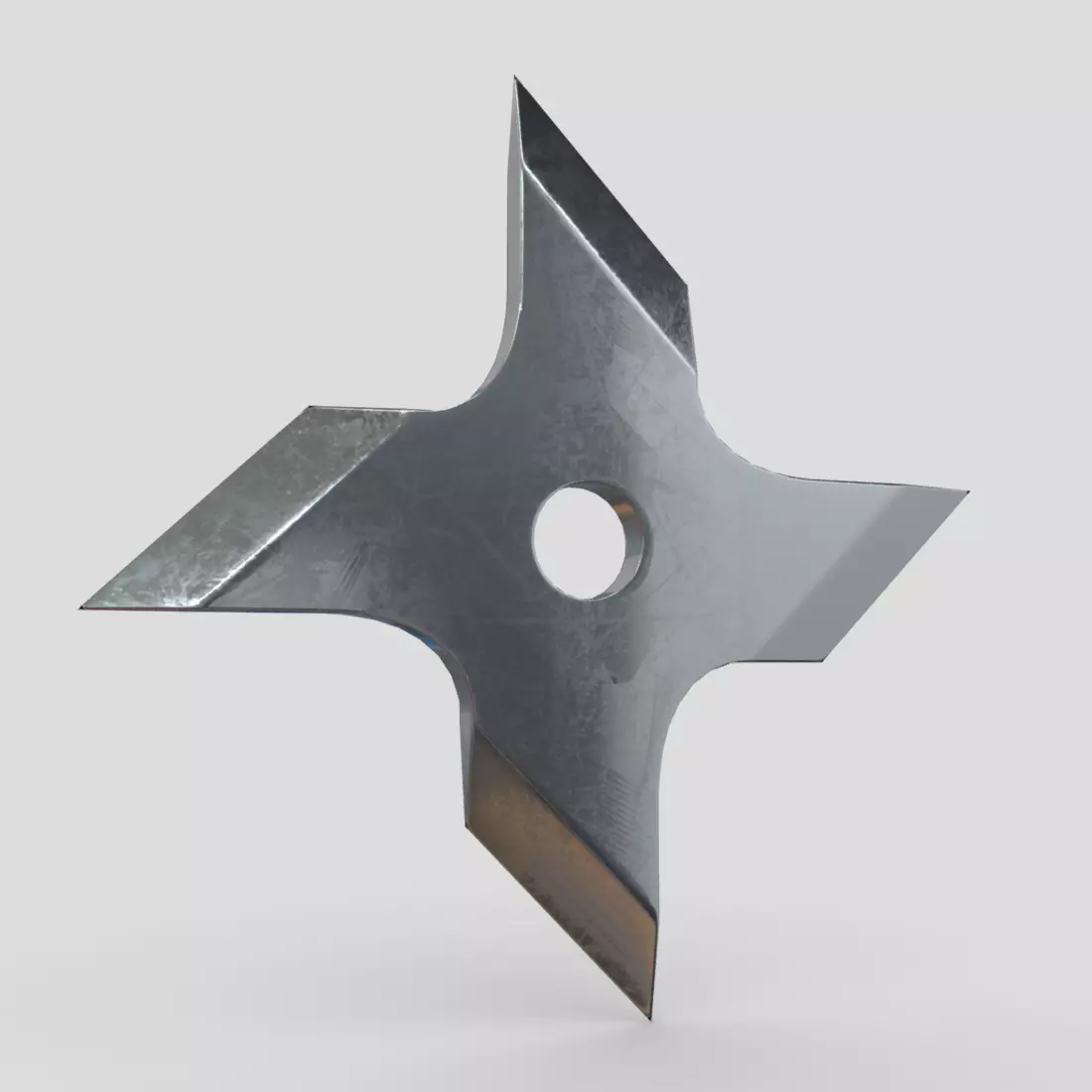 Shuriken 2 metal star with hole in middle Low-poly 3D model_0