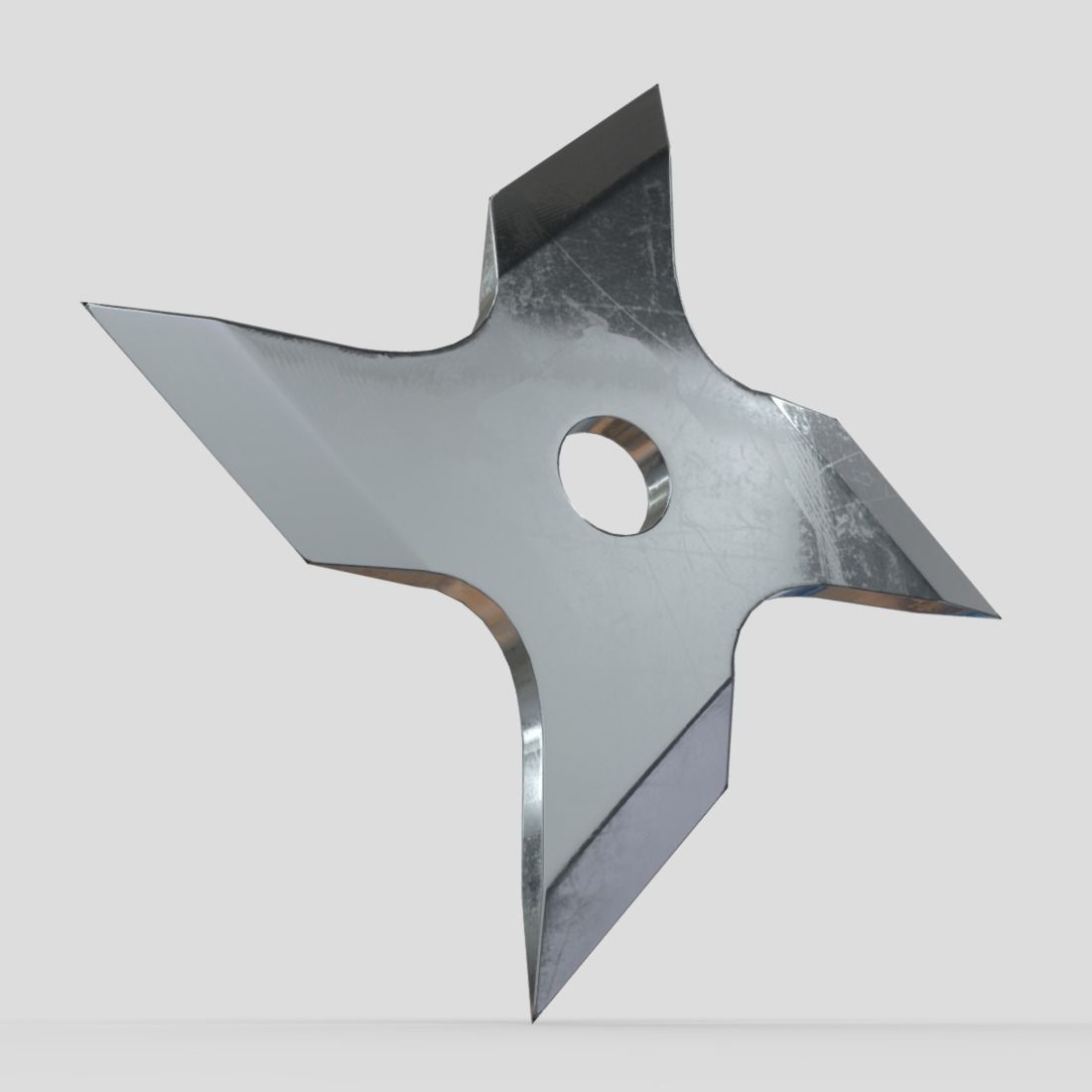 Shuriken 2 metal star with hole in middle Low-poly 3D model_8