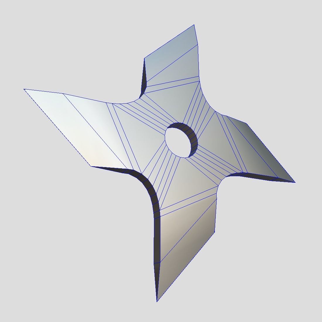 Shuriken 2 metal star with hole in middle Low-poly 3D model_9