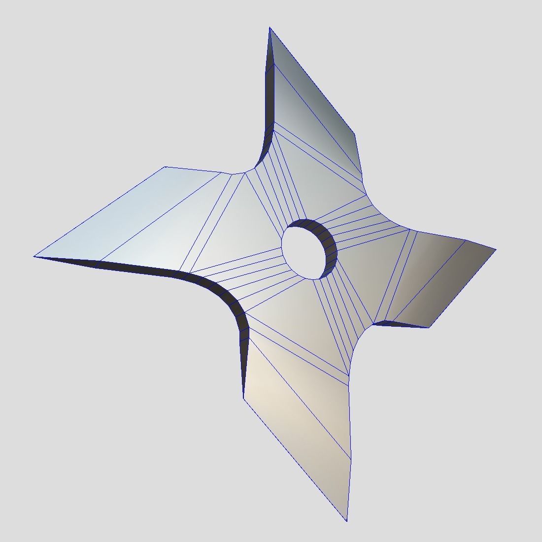 Shuriken 2 metal star with hole in middle Low-poly 3D model_11