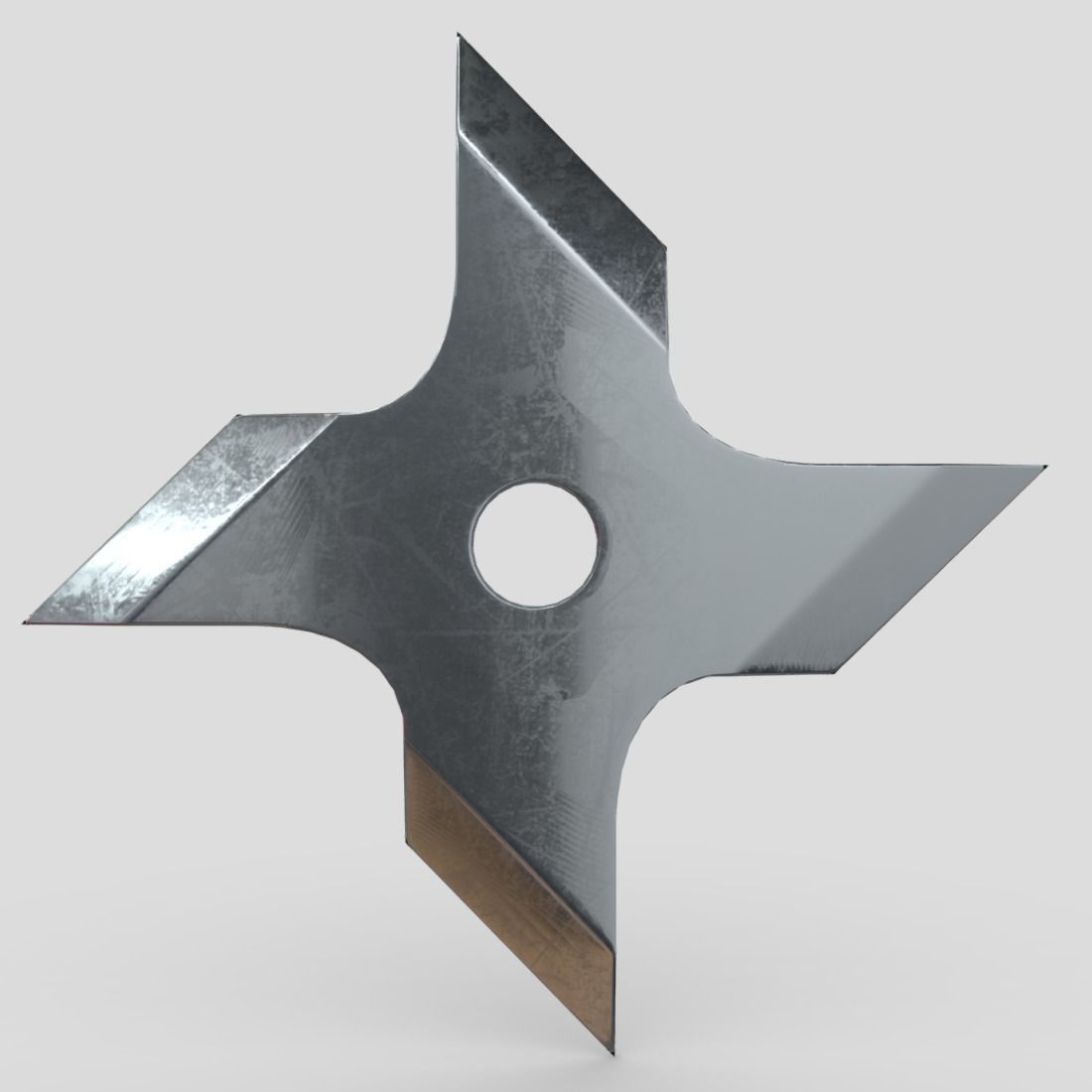 Shuriken 2 metal star with hole in middle Low-poly 3D model_2