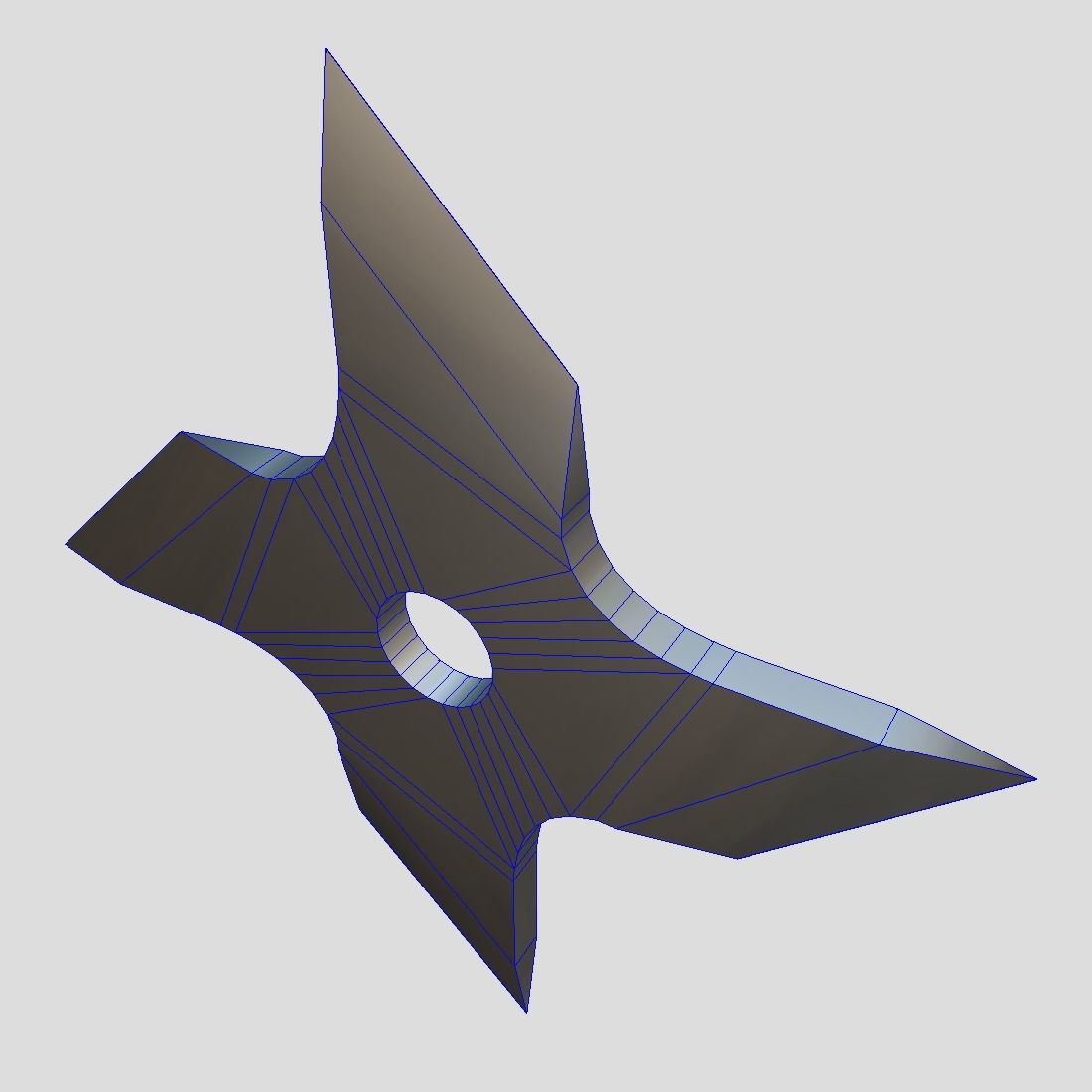 Shuriken 2 metal star with hole in middle Low-poly 3D model_5