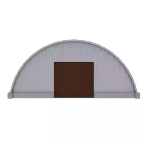 Hangar arched metal building with wooden door 3D model