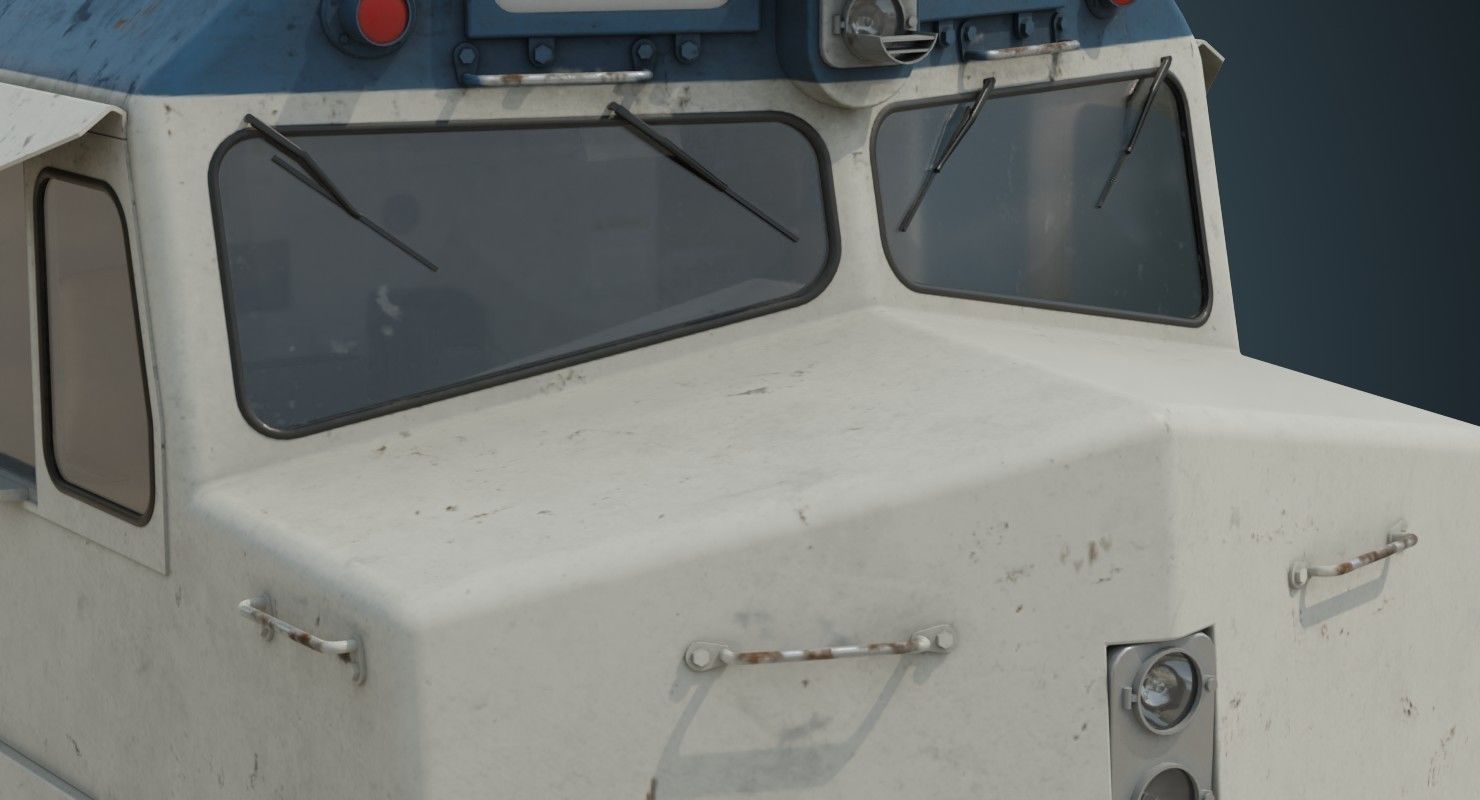 Locomotive And Railcar 1B Low-poly 3D model_8