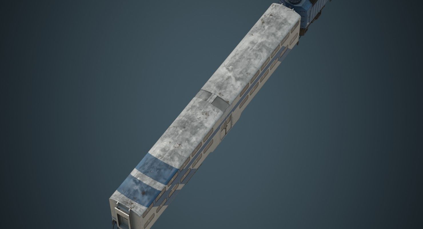 Locomotive And Railcar 1B Low-poly 3D model_3