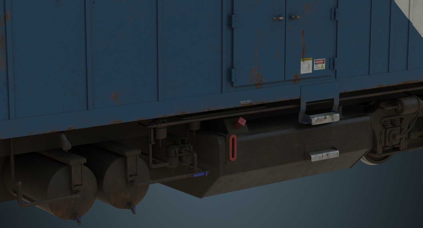 Locomotive And Railcar 1B Low-poly 3D model_11