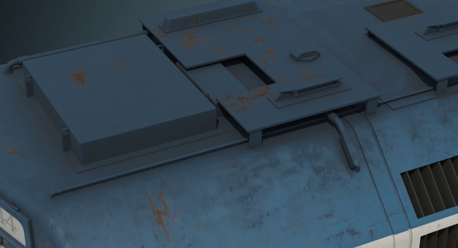 Locomotive And Railcar 1B Low-poly 3D model_9