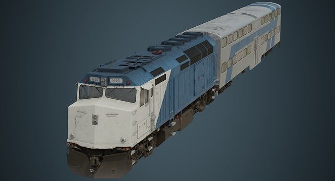 Locomotive And Railcar 1B Low-poly 3D model