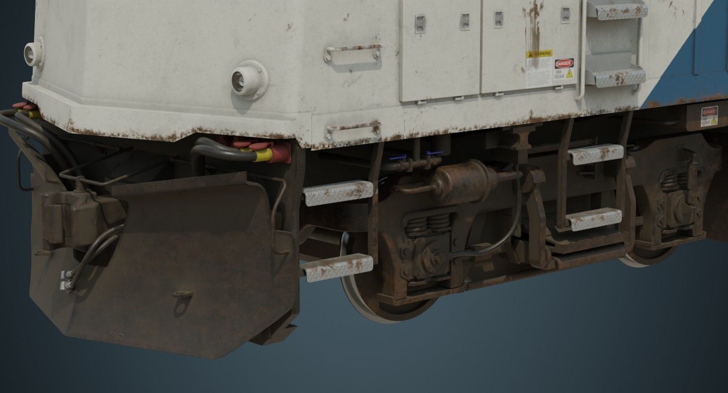 Locomotive And Railcar 1B Low-poly 3D model_7