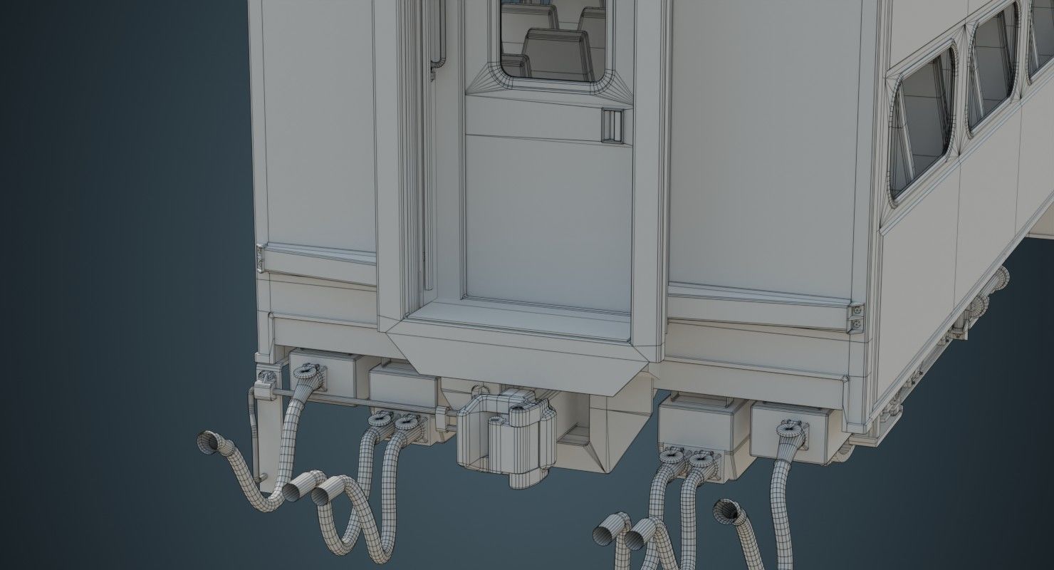 Locomotive And Railcar 1B Low-poly 3D model_32