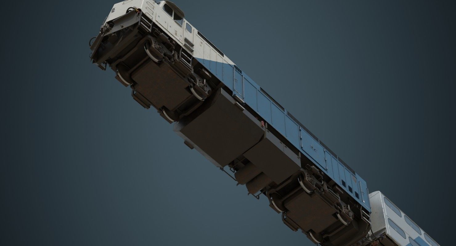 Locomotive And Railcar 1B Low-poly 3D model_5