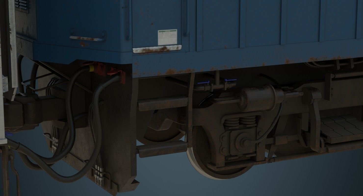 Locomotive And Railcar 1B Low-poly 3D model_12