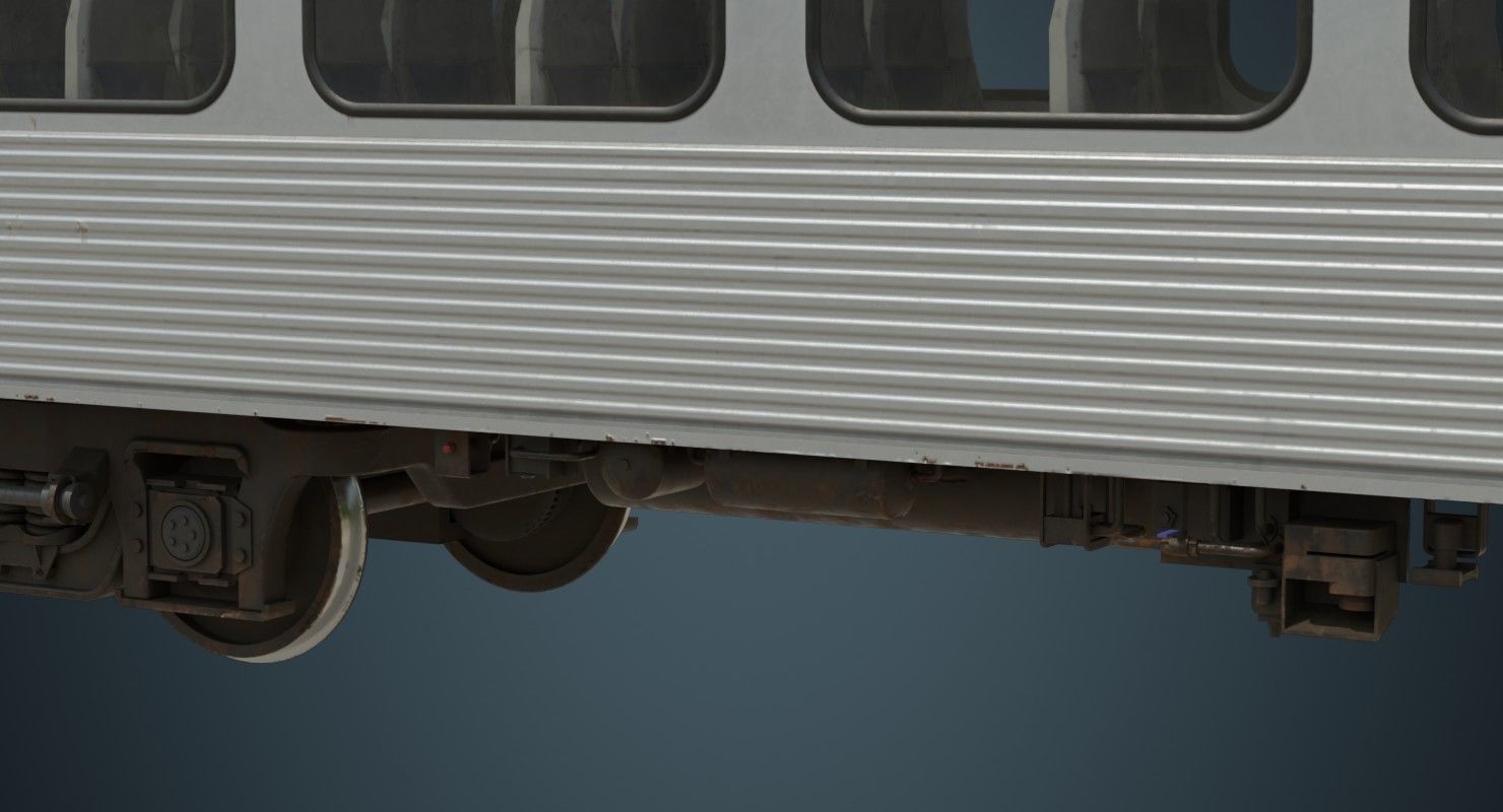 Locomotive And Railcar 1B Low-poly 3D model_14