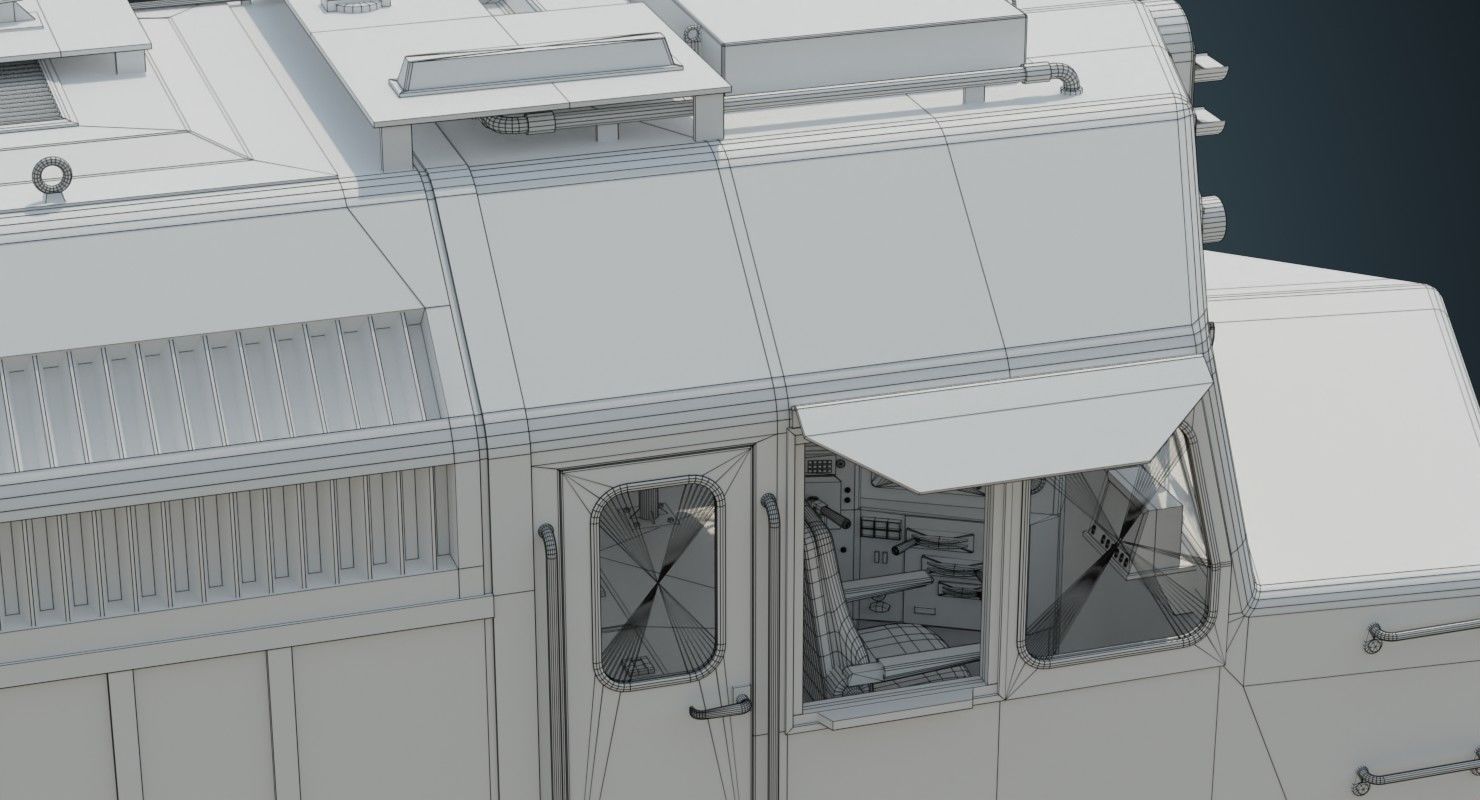 Locomotive And Railcar 1B Low-poly 3D model_27