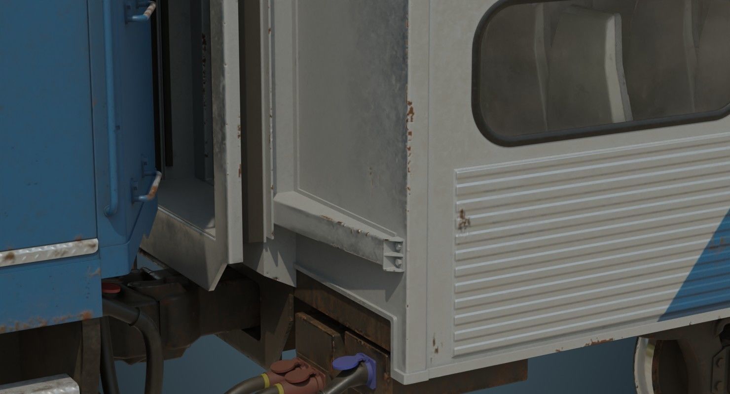 Locomotive And Railcar 1B Low-poly 3D model_13