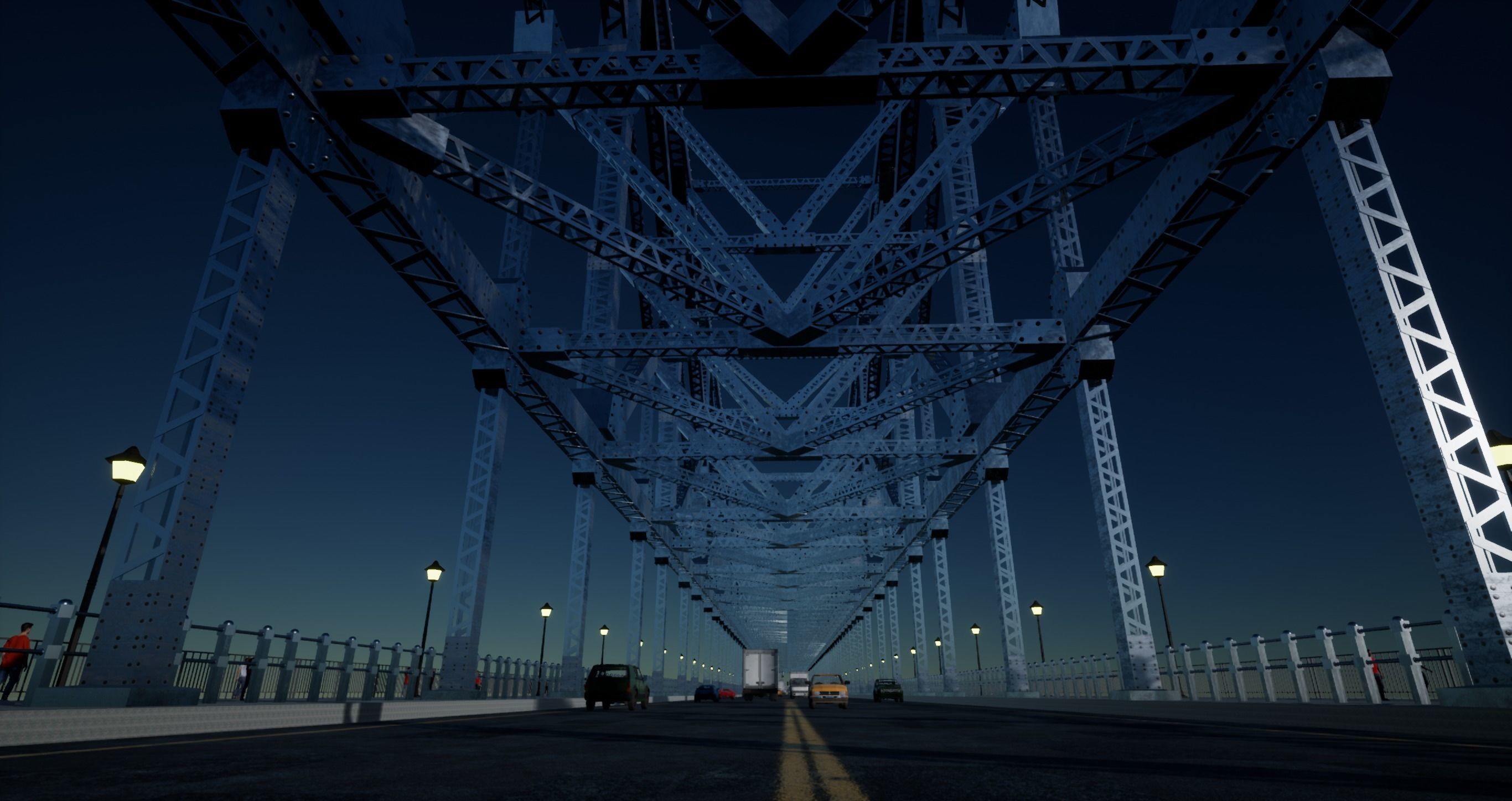 Suspension Type Balanced Cantilever Bridge Free 3D model_4