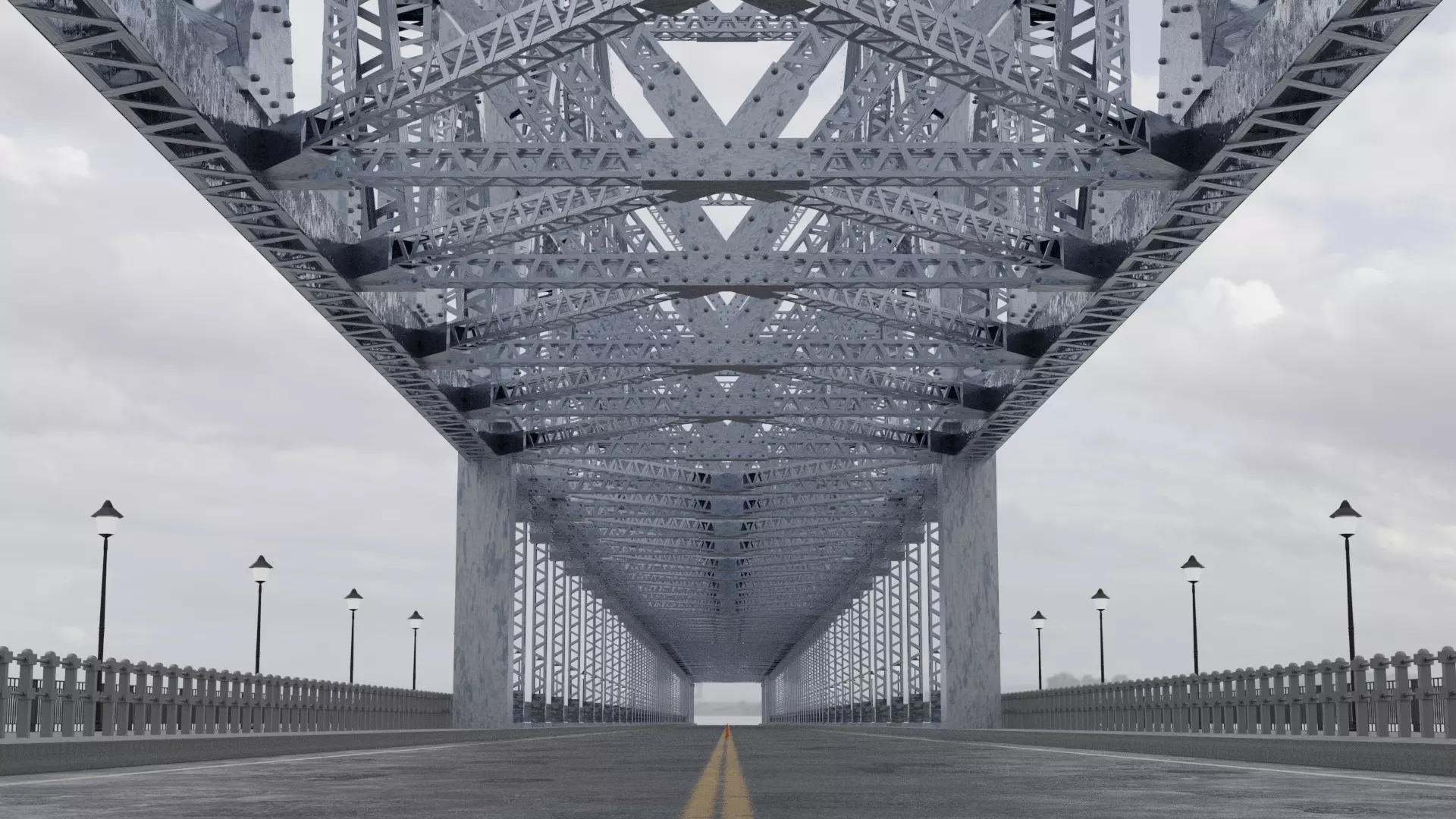 Suspension Type Balanced Cantilever Bridge Free 3D model_0