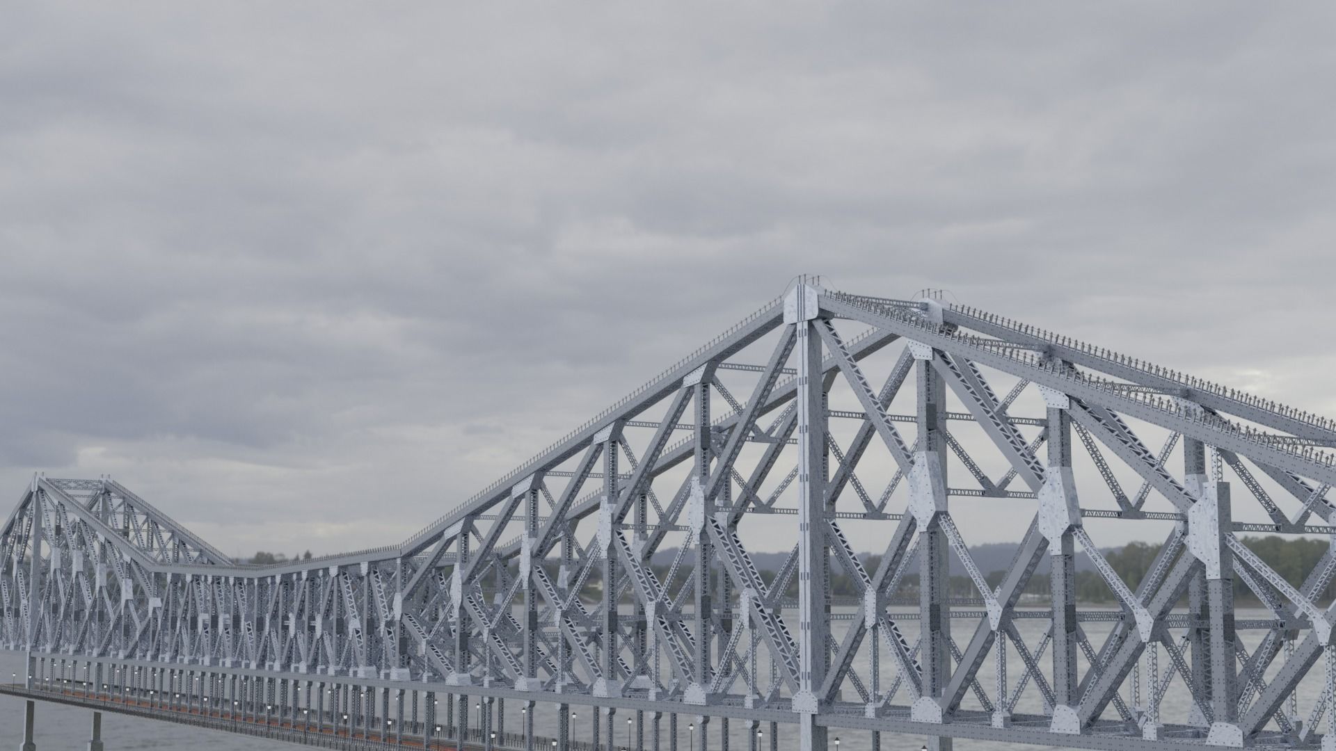 Suspension Type Balanced Cantilever Bridge Free 3D model_1