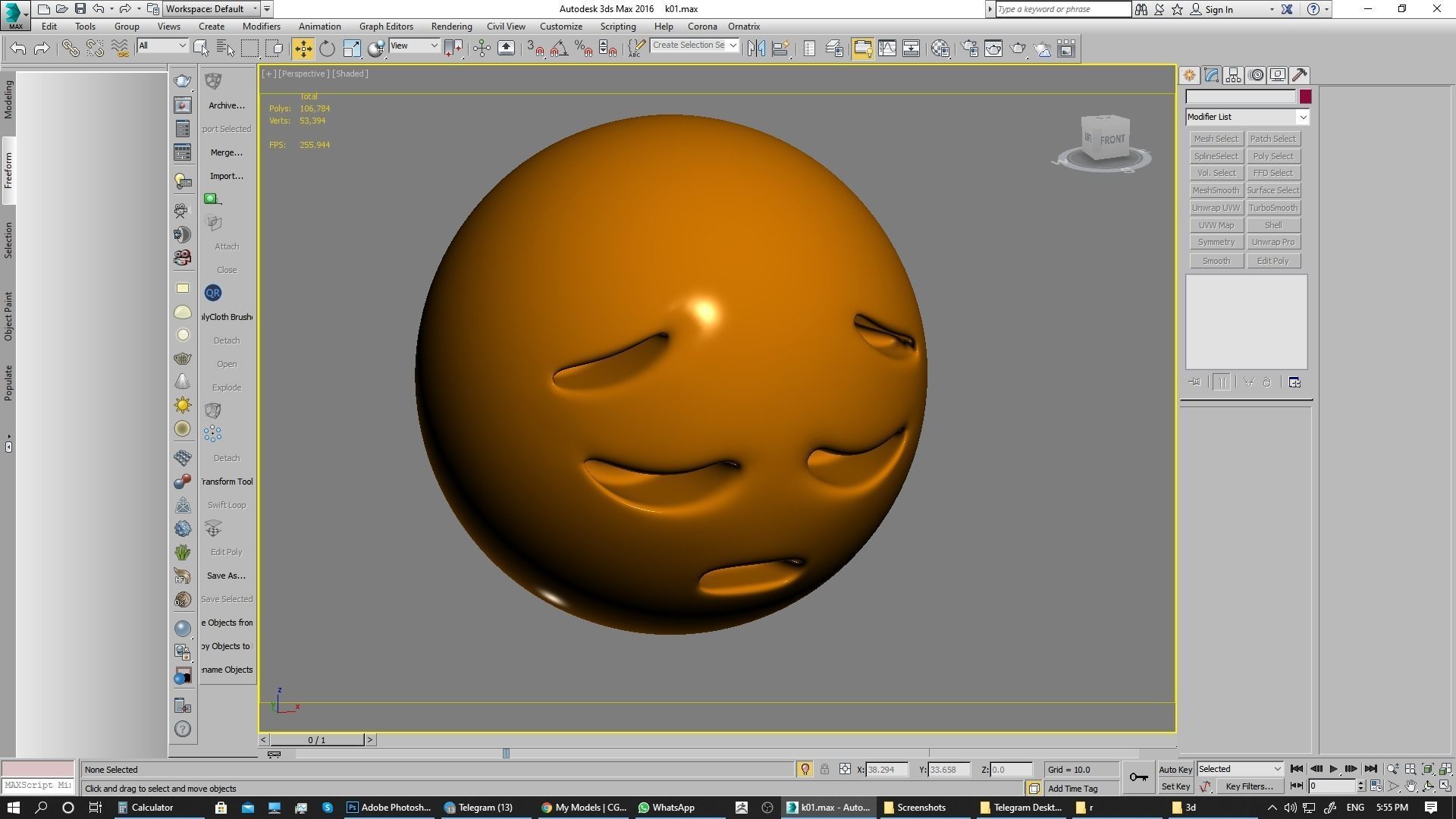 Emoji Pensive Face 3D model_6