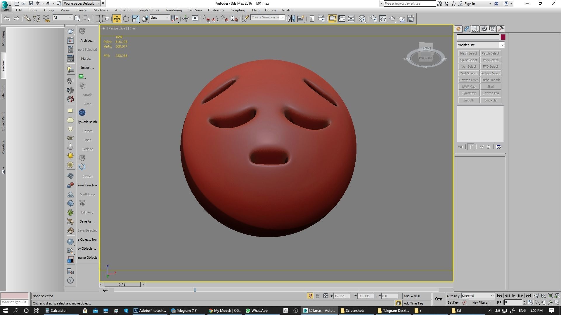 Emoji Pensive Face 3D model_14
