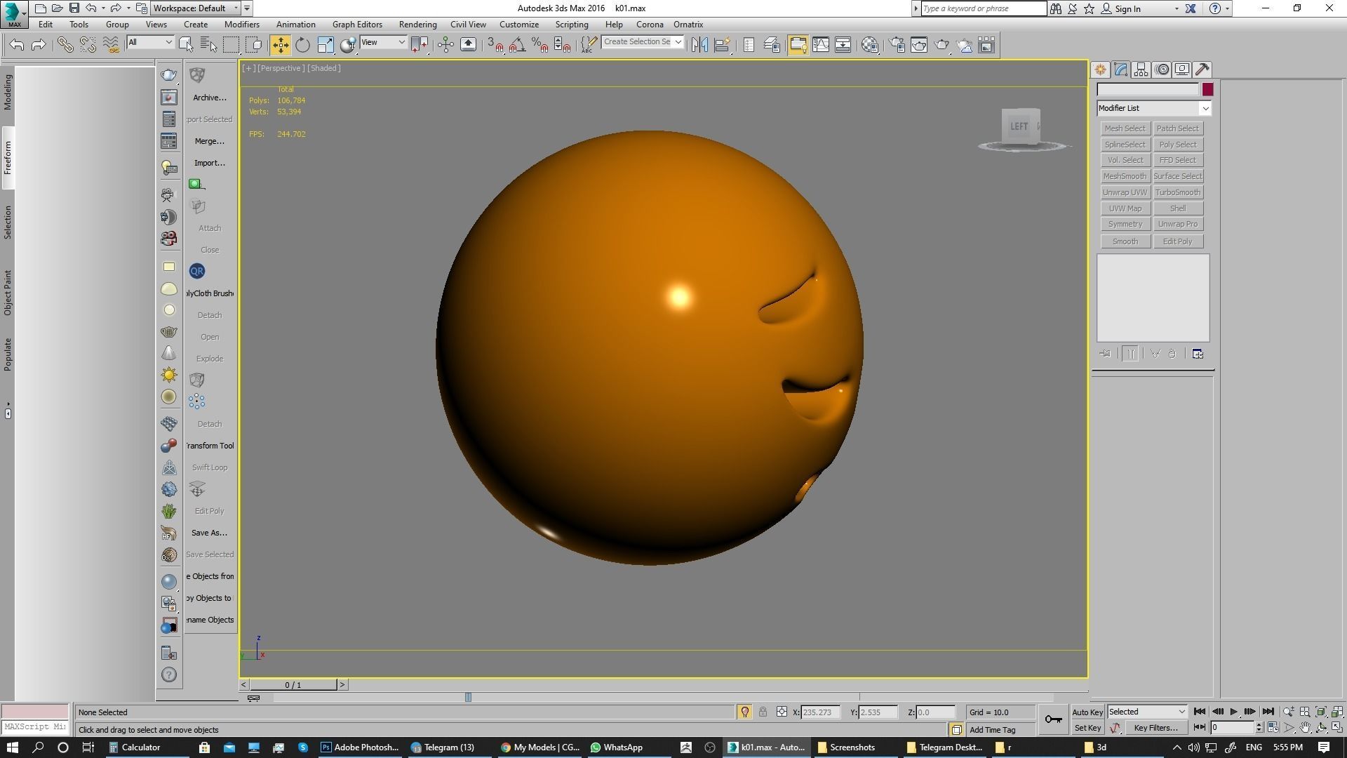 Emoji Pensive Face 3D model_11