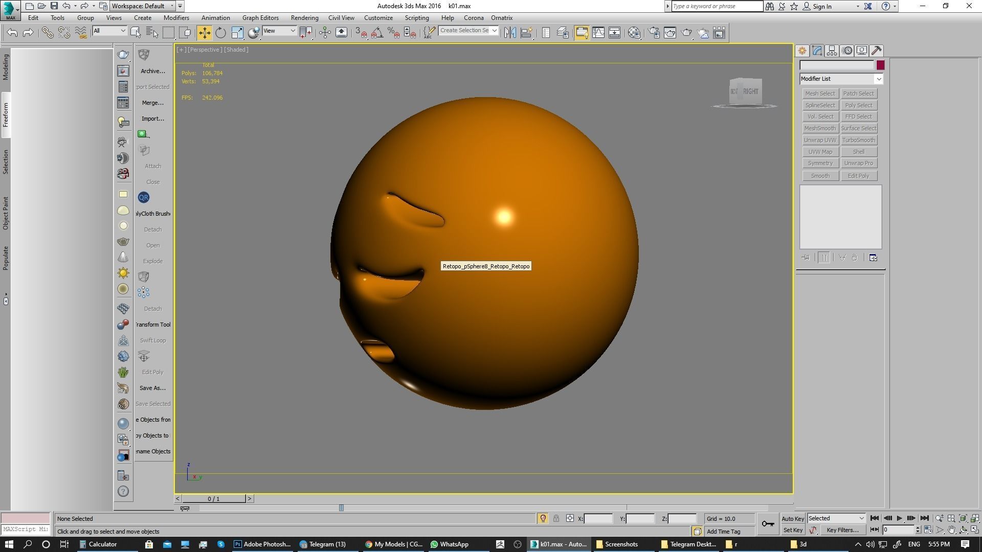 Emoji Pensive Face 3D model_10