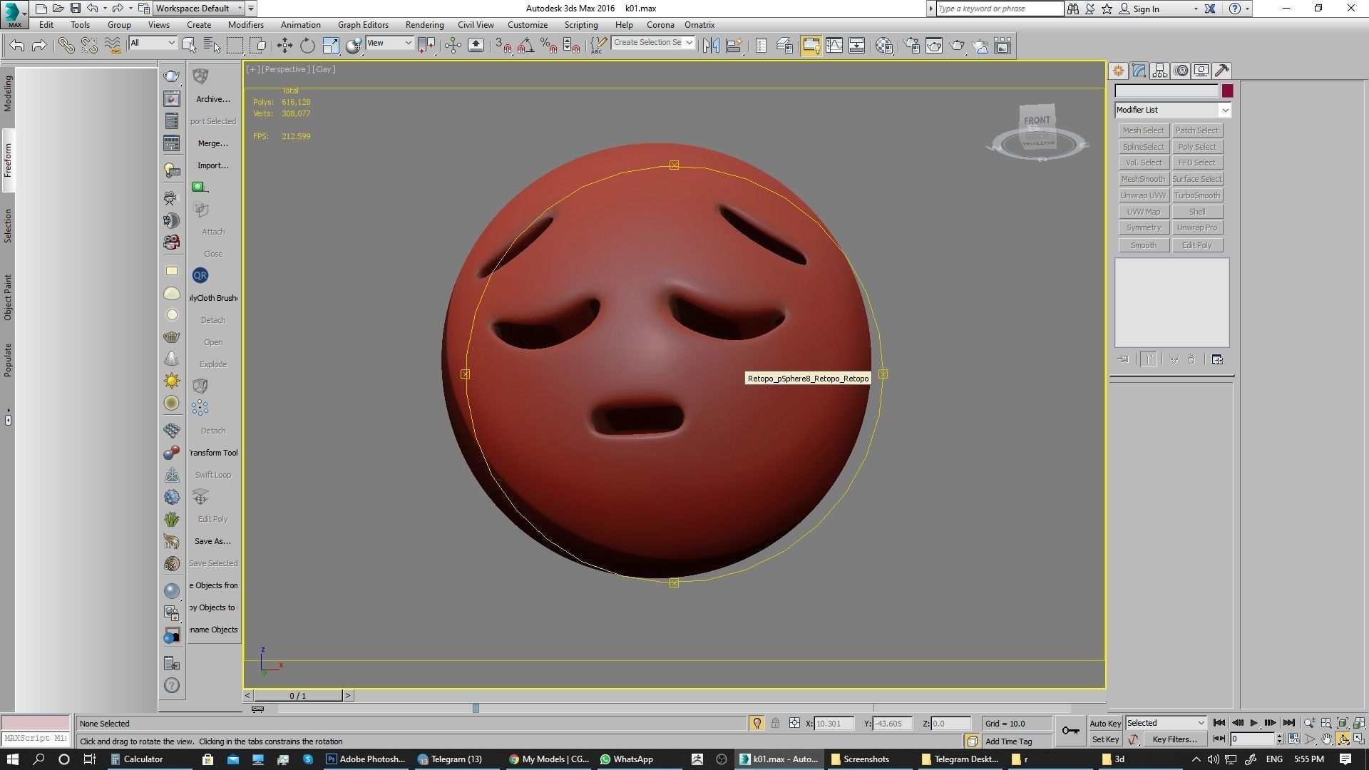 Emoji Pensive Face 3D model_22