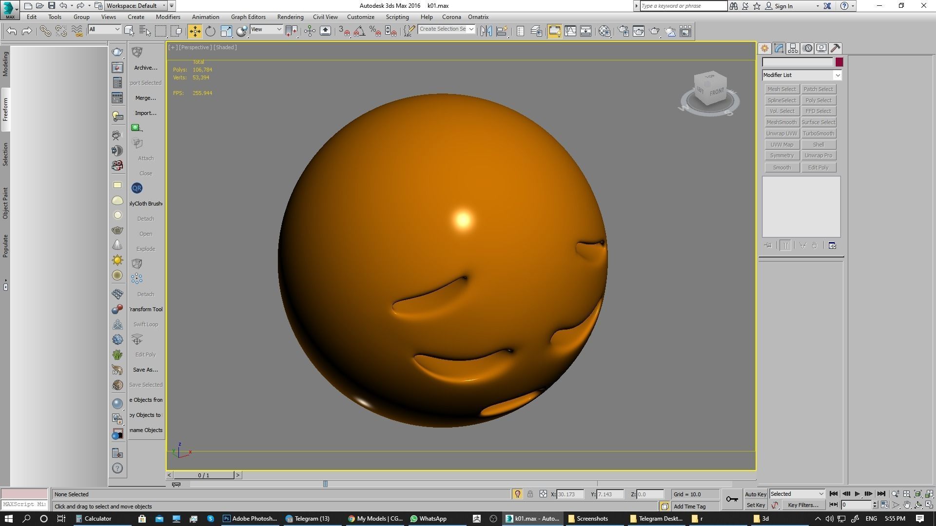 Emoji Pensive Face 3D model_7