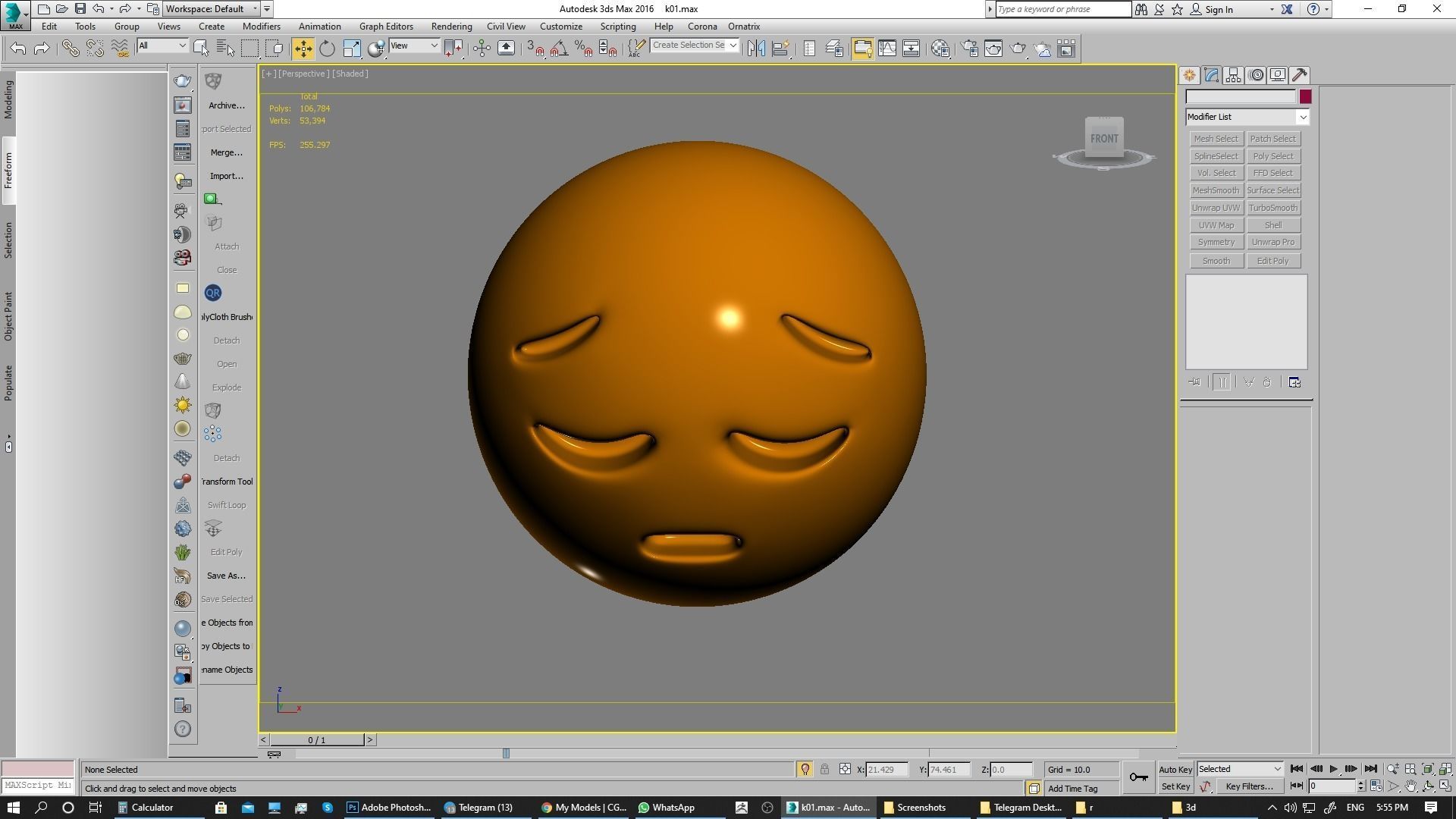 Emoji Pensive Face 3D model_9