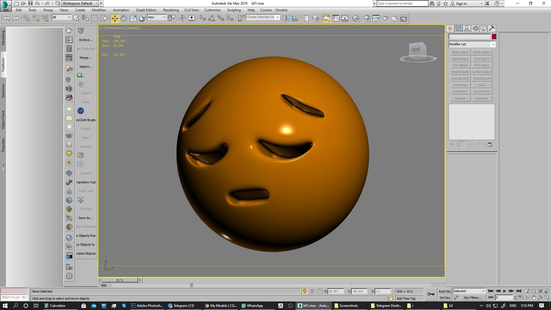 Emoji Pensive Face 3D model_3