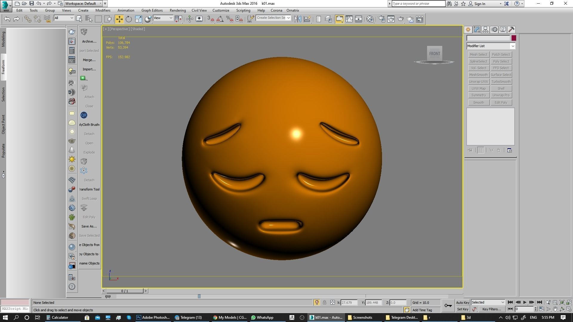 Emoji Pensive Face 3D model_2