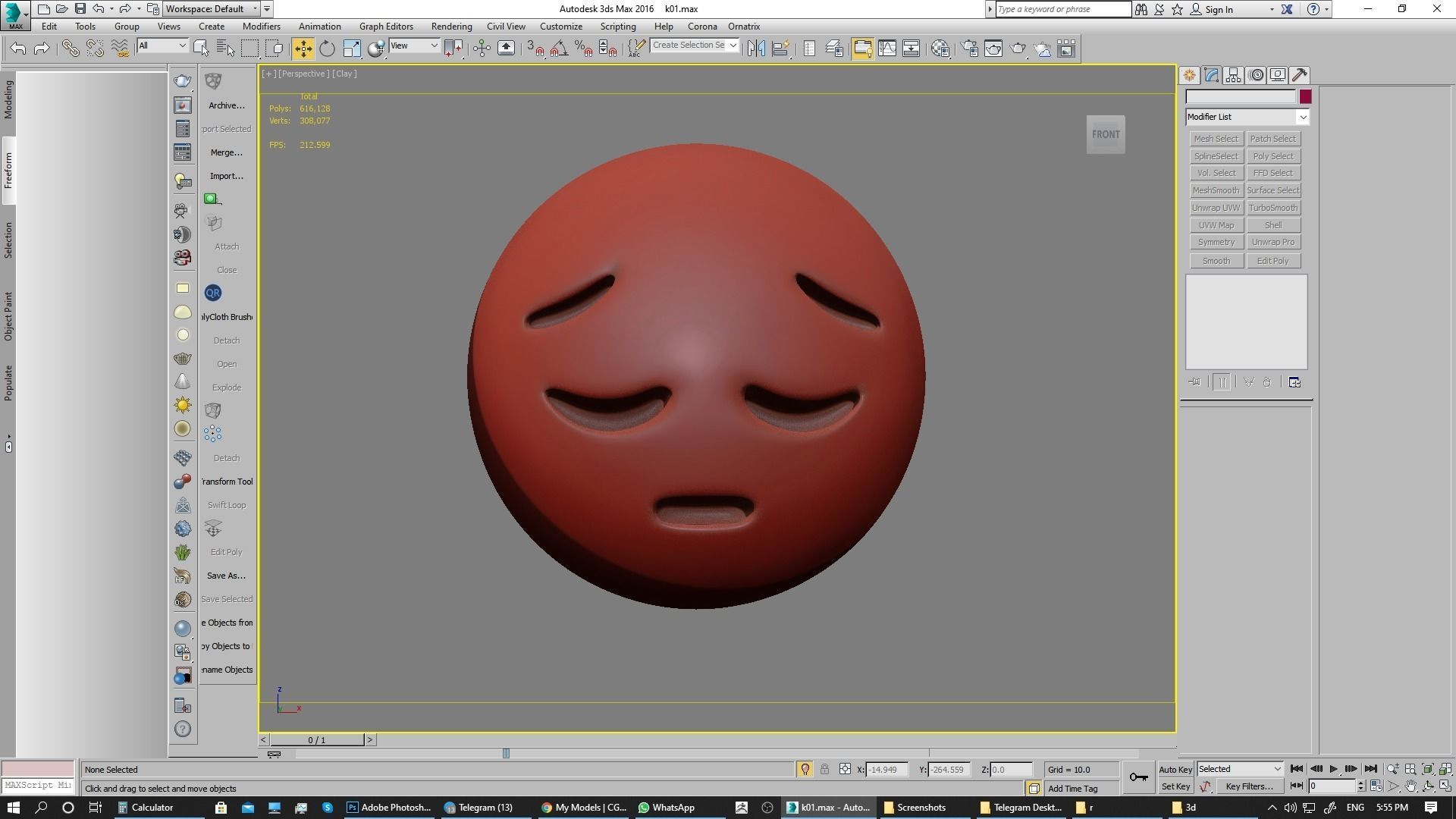 Emoji Pensive Face 3D model_21