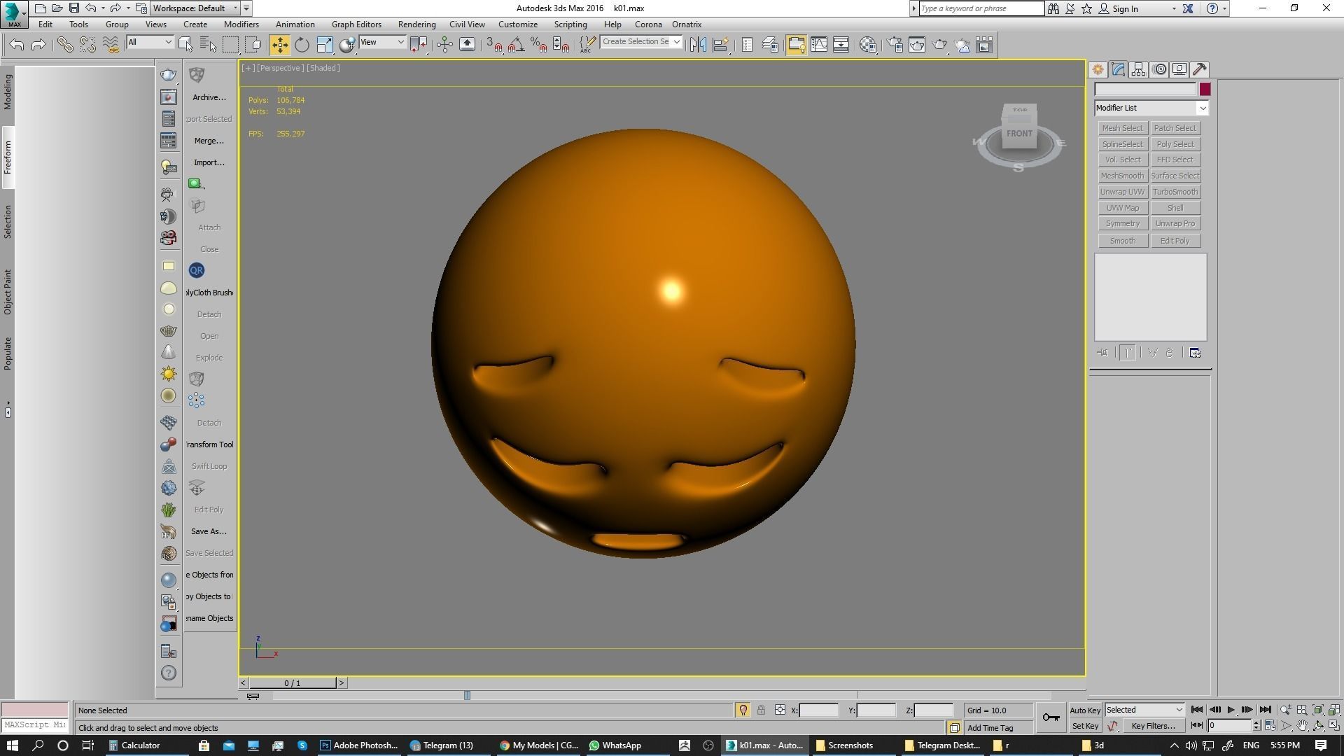 Emoji Pensive Face 3D model_8