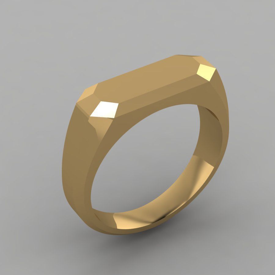 facet geometric ring gold 3D print model_1