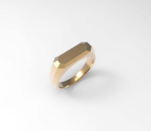 facet geometric ring gold 3D print model
