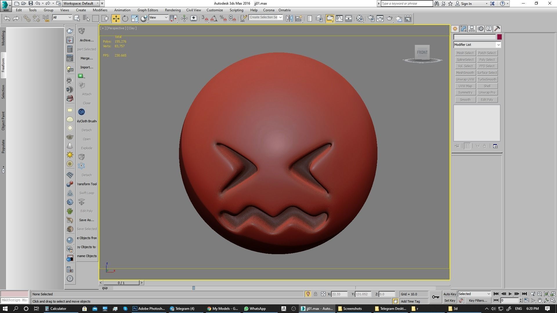 Emoji Confounded Face 3D model_13
