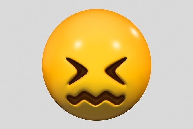 Emoji Confounded Face 3D model