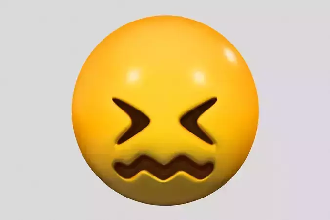 Emoji Confounded Face 3D model