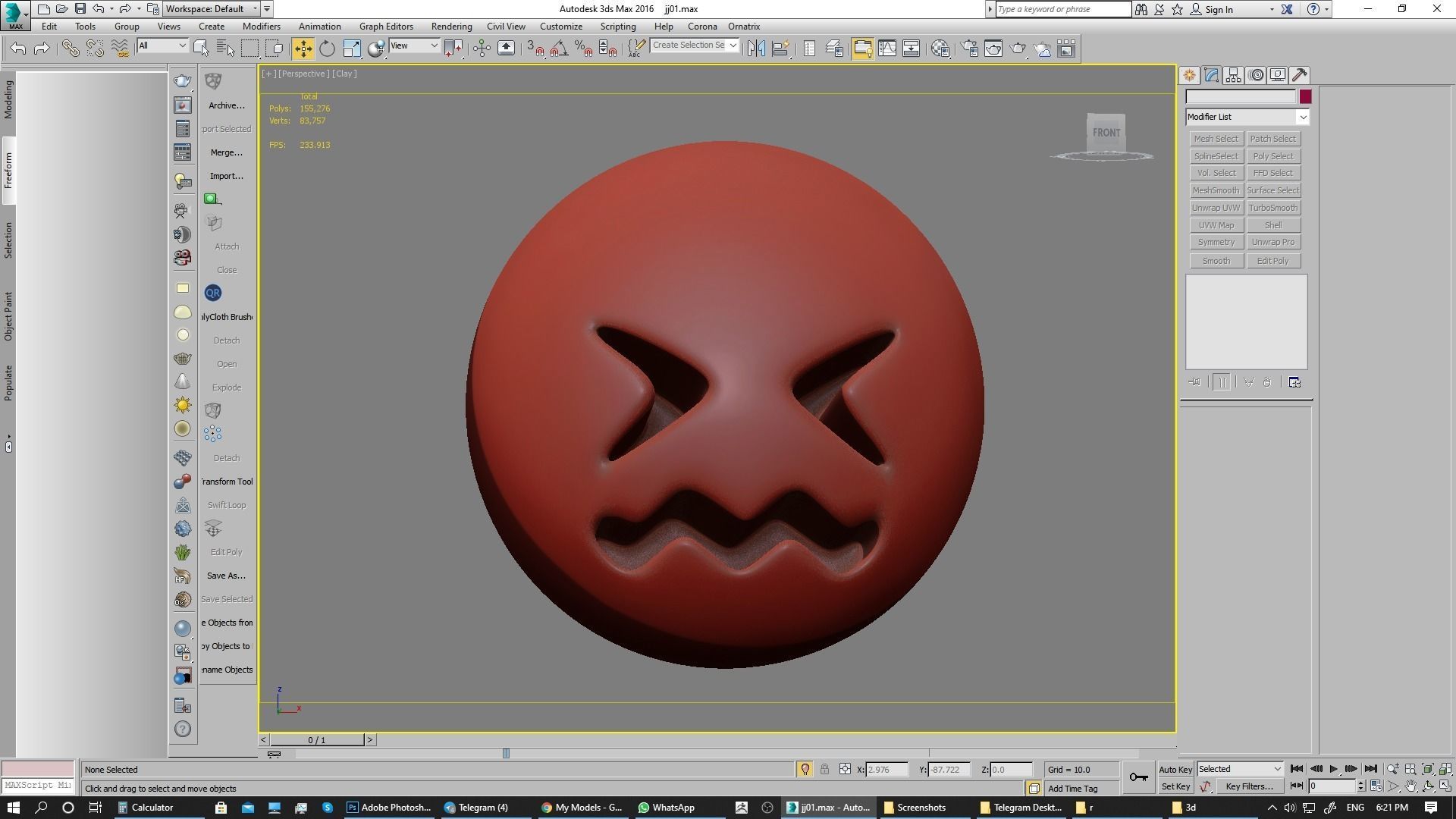 Emoji Confounded Face 3D model_21