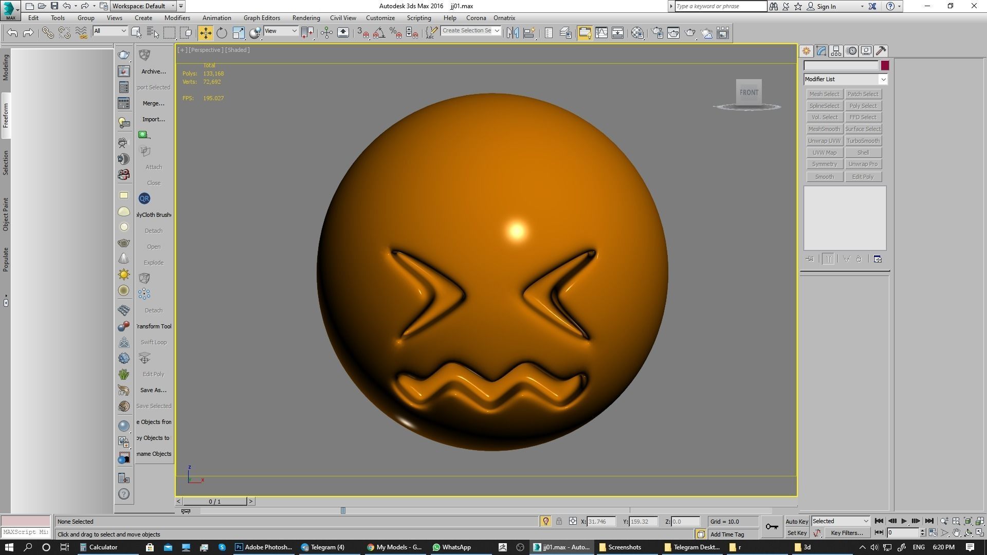 Emoji Confounded Face 3D model_2