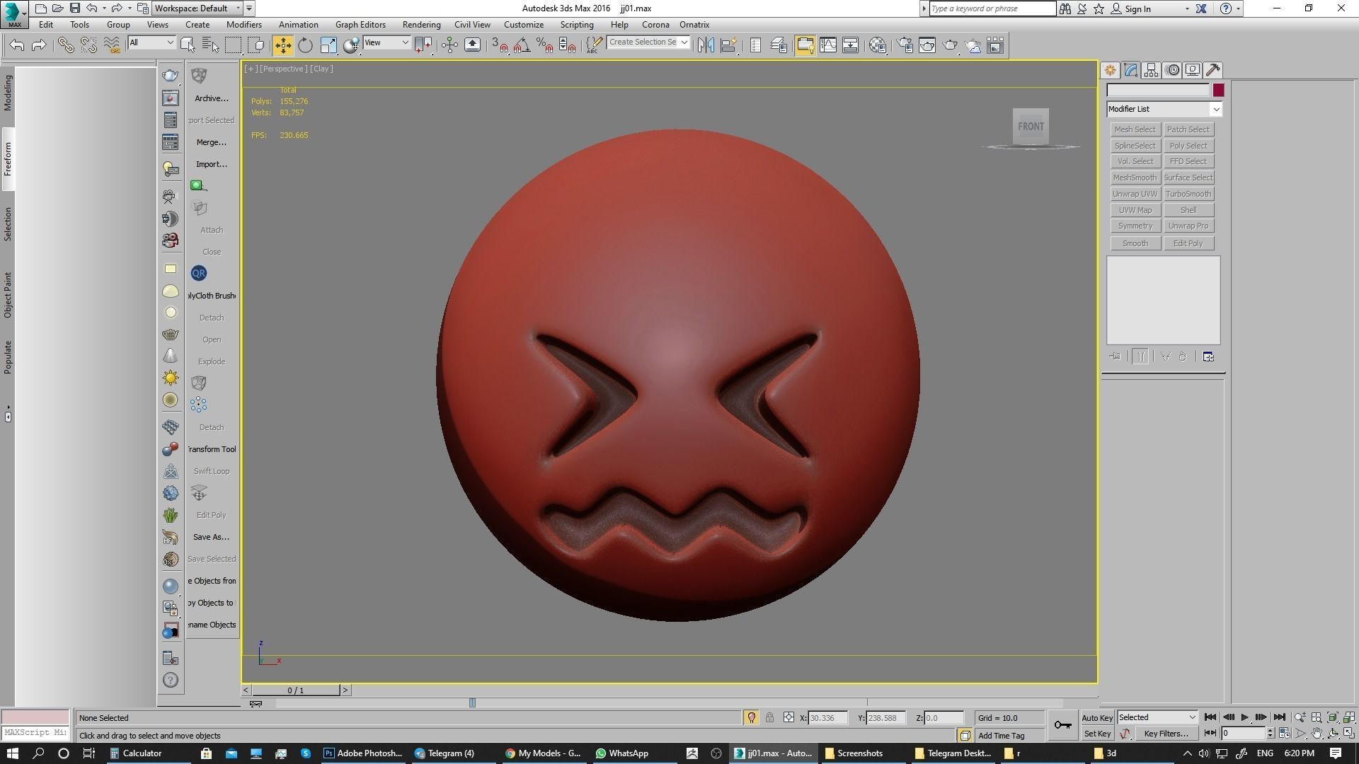 Emoji Confounded Face 3D model_14