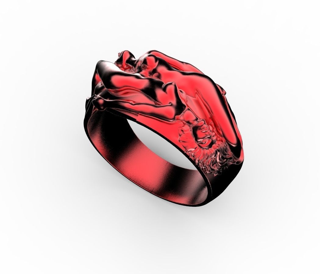 two woman ring 3D print model_3