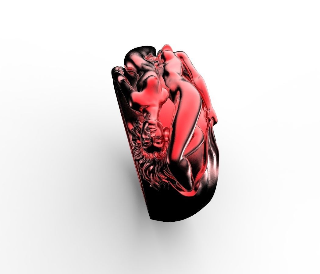 two woman ring 3D print model_1