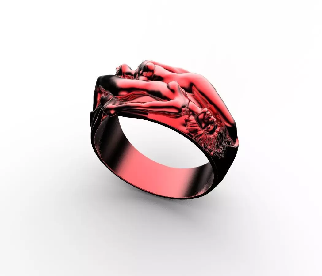 two woman ring 3D print model_0
