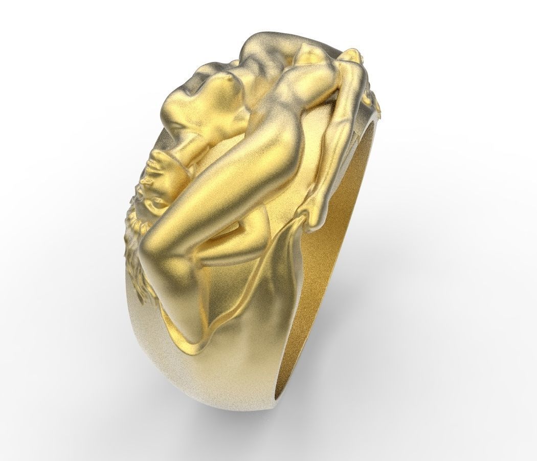 two woman ring 3D print model_6