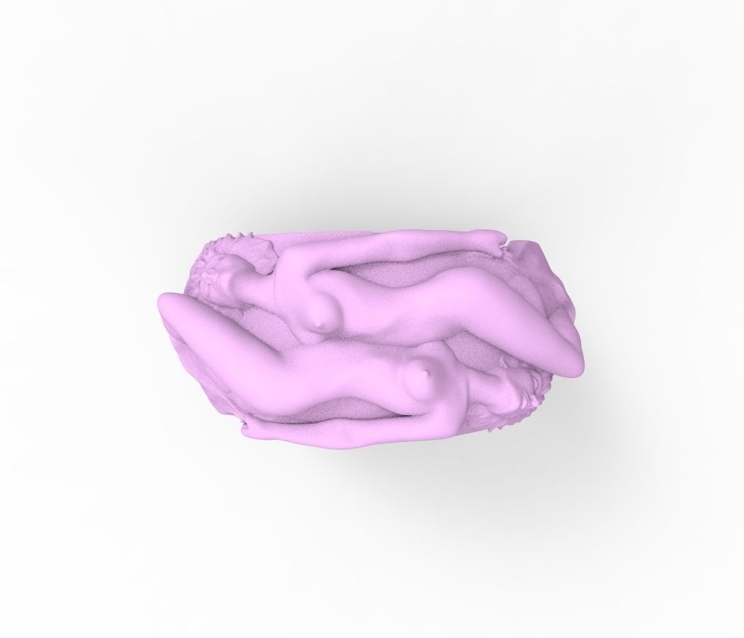 two woman ring 3D print model_9